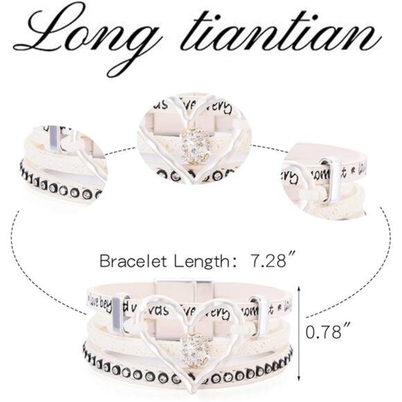 Boho Wrap Bracelets for Women Layered Leather Cuff Bangle Beaded Bra - Picture 4 of 8